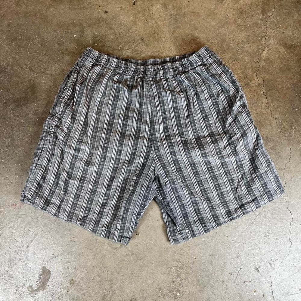 Vintage 90s shah summer grey plaid shorts Mens size small